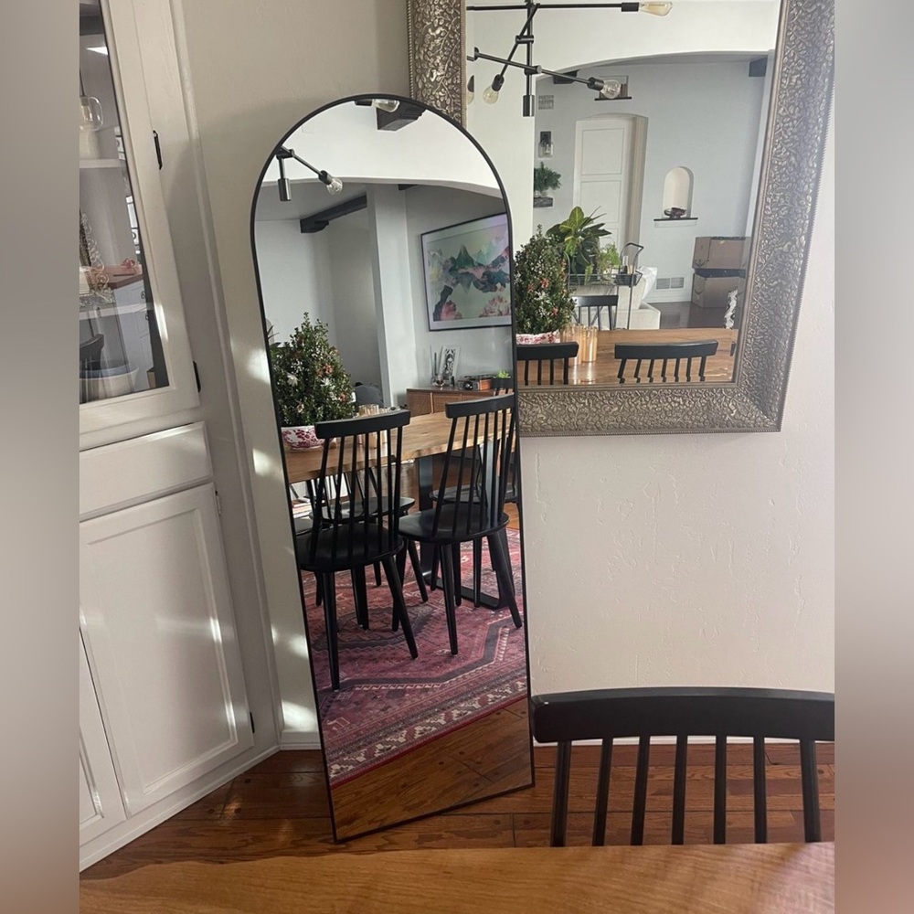 NEW West Elm Full Length Arched Black Framed Boho Floor / Wall Mirror 65" x 24" - Picture 8 of 12